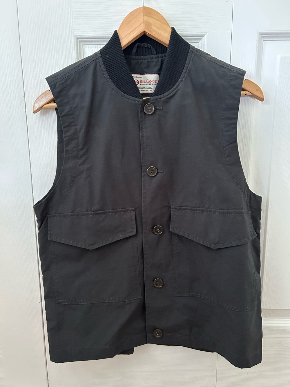 Black Button-Front Utility Vest